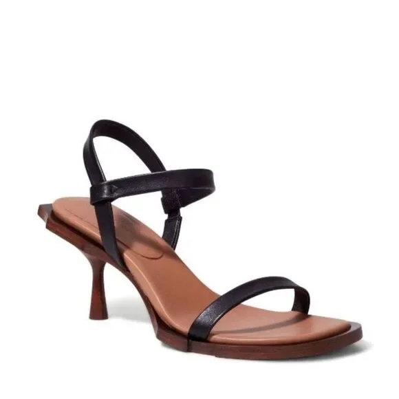 Simkhai Roma Heeled Leather Sandals, Black, New, Size 41